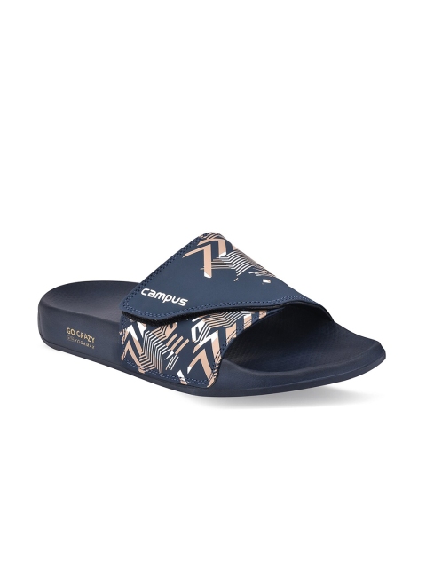 

Campus Men Navy Blue & White Printed Sliders