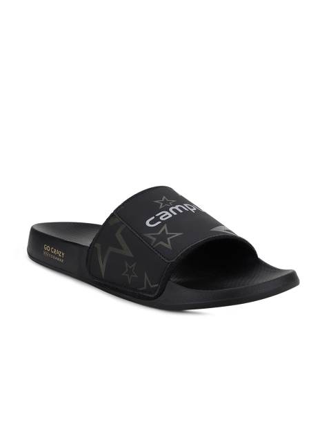 

Campus Men Black & White Printed Sliders