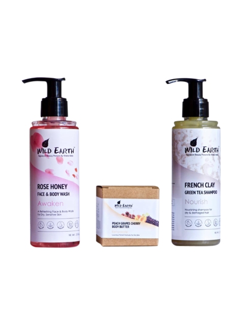 

Wild Earth Complete Combo for Dry Skin & Hair Care Routines, White