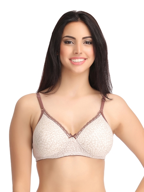 

Clovia Beige & Brown Printed Full-Coverage Bra BR0813P06