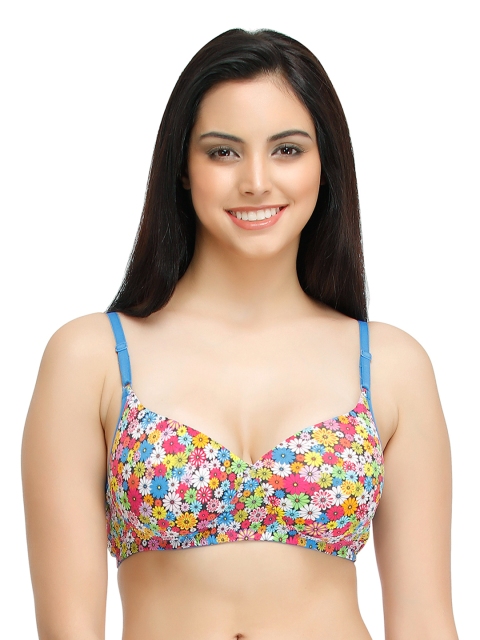 

Clovia Multicoloured Floral Print Medium-Coverage T-shirt Bra BR0821P08, Multi