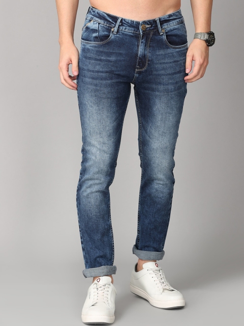 

Jean Cafe Men Blue Jean Slim Fit Low Distress Heavy Fade Organic Cotton Jeans