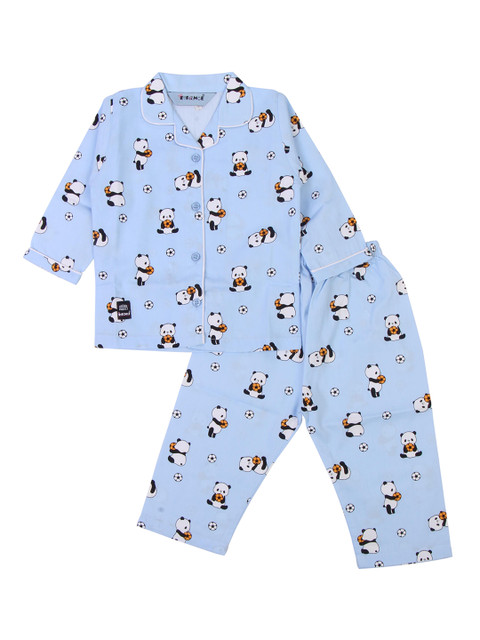 

Enfance Unisex Kids Blue Printed Night suit