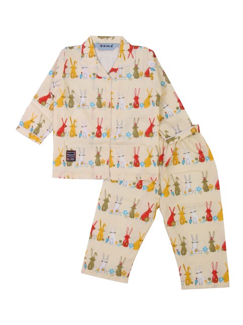 

Enfance Unisex Kids Yellow & Red Printed Night suit