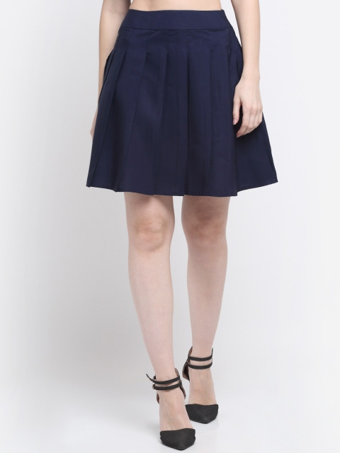 

emeros Women Navy Blue Solid A-Line Mini Skirt