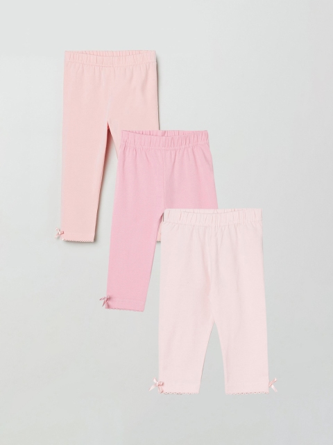 

max Girls Pack of 3 Solid Leggings, Pink