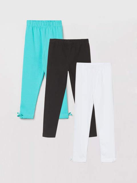 

max Girls Pack Of 3 Solid Regular-Fit Leggings, Green