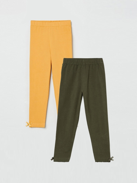 

max Girls Pack of 2 Solid Ankle Length Leggings, Yellow