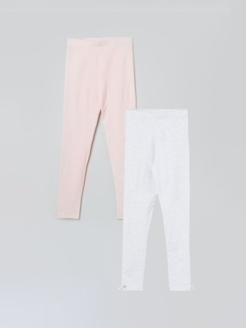 

max Girls Pack of 2 Solid Ankle Length Leggings, Pink
