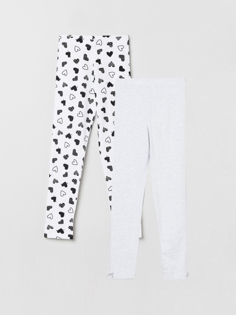 

max Girls White & Black Printed Pack of 2 Leggings