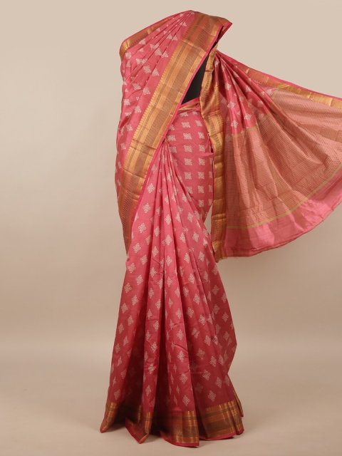 

Pothys Pink & White Woven Design Jute Silk Saree