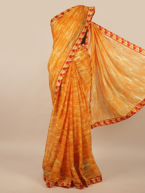 

Pothys Yellow & Red Printed Poly Chiffon Saree