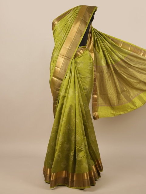 

Pothys Green & Gold-Toned Zari Jute Silk Saree