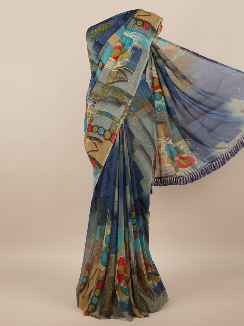 

Pothys Grey & Blue Saree