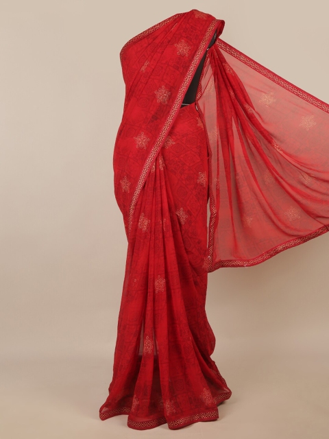 

Pothys Red & White Floral Saree