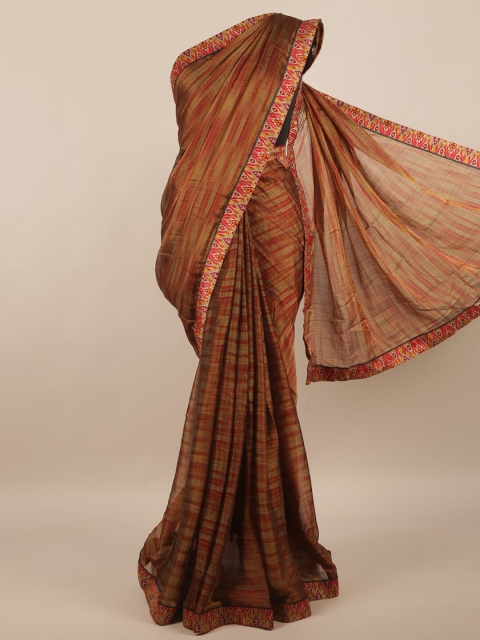 

Pothys Brown & Red Poly Chiffon Saree