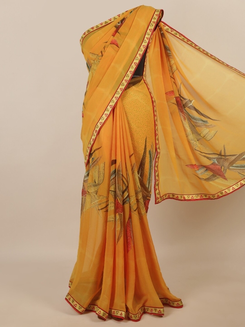 

Pothys Yellow & Red Abstract Printed Saree