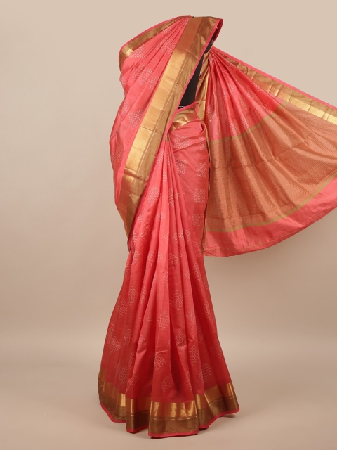 

Pothys Pink & White Zari Jute Silk Saree