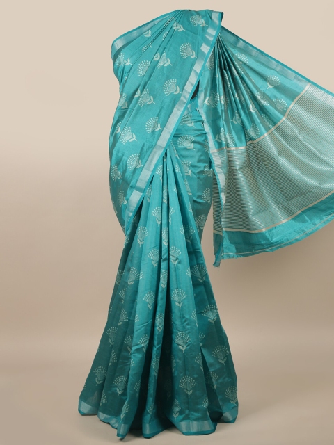 

Pothys Blue & White Woven Design Jute Silk Saree