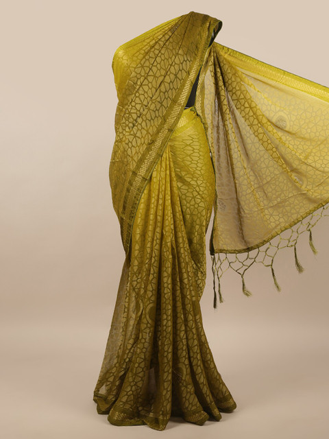 

Pothys Green Woven Design Poly Chiffon Saree