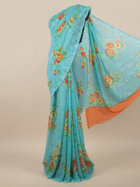 

Pothys Blue & Orange Floral Saree