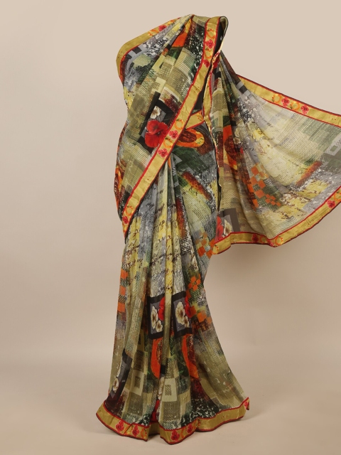 

Pothys Green & Red Abstract Printed Saree