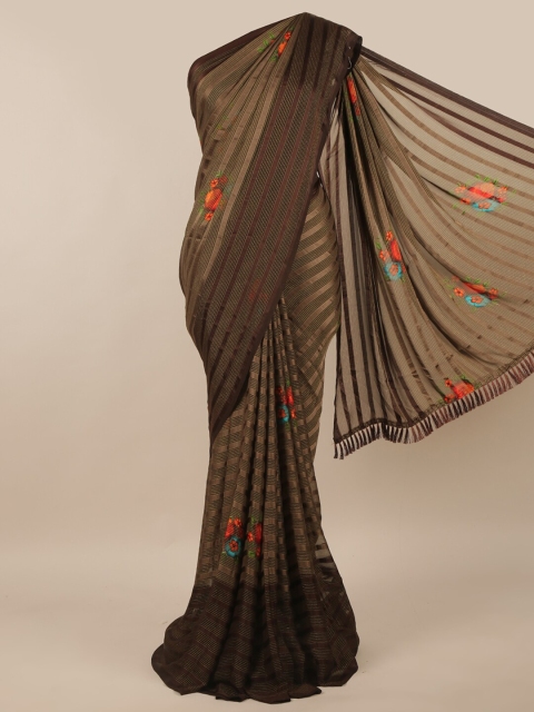 

Pothys Brown & Orange Floral Printed Saree