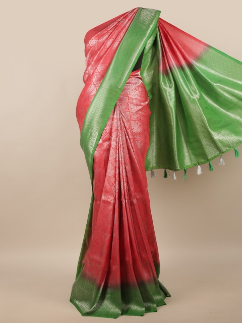 

Pothys Pink & Green Ethnic Motifs Zari Jute Silk Saree