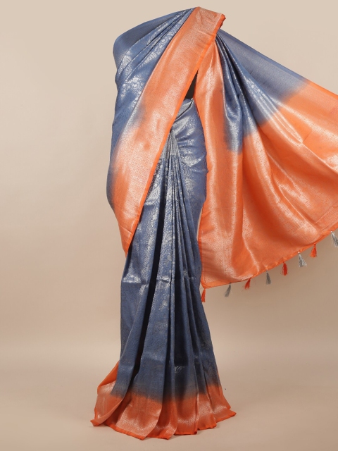 

Pothys Grey & Orange Woven Design Jute Silk Saree