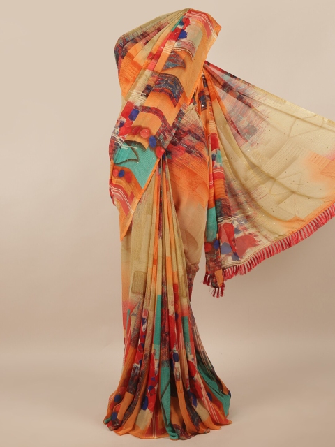 

Pothys Multicoloured Printed Poly Chiffon Saree, Multi