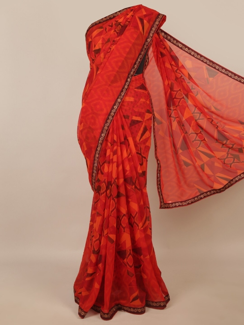 

Pothys Red & Brown Printed Saree