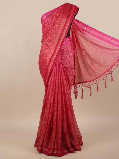

Pothys Pink & Gold-Toned Woven Design Zari Saree