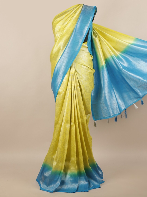 

Pothys Yellow & Blue Woven Design Zari Jute Silk Saree