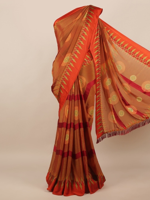 

Pothys Brown & Orange Ethnic Motifs Saree