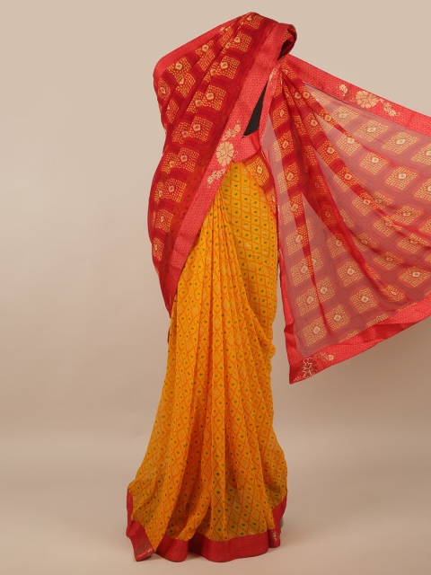 

Pothys Yellow & Pink Abstract Printed Saree