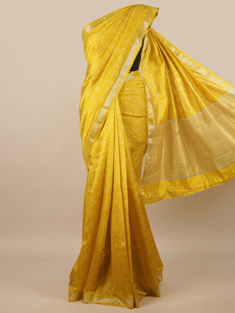 

Pothys Yellow & White Zari Jute Silk Saree