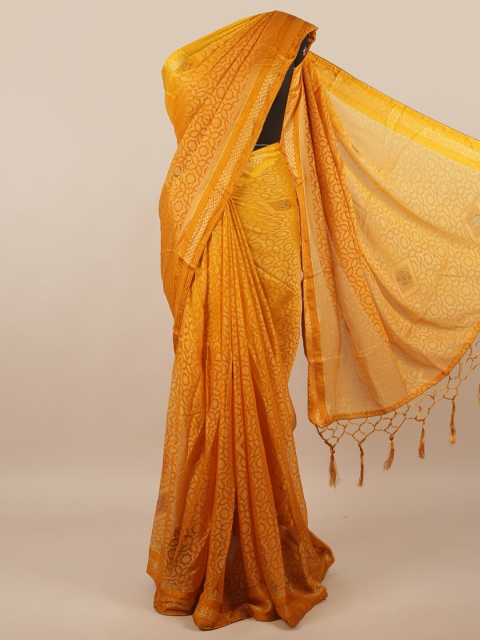 

Pothys Mustard Geometric Printed Beads & Stone Saree