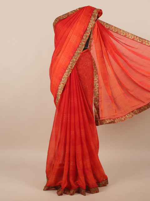 

Pothys Red & Orange Ethnic Motifs Saree