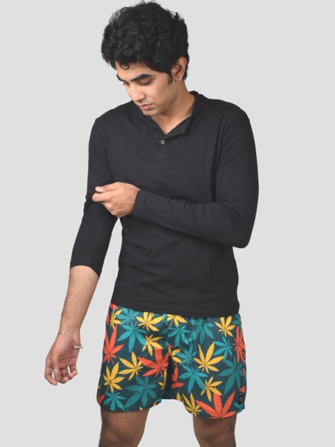 

wHAT'S DOwn Men Teal Blue & Orange Printed Pure Cotton Boxers