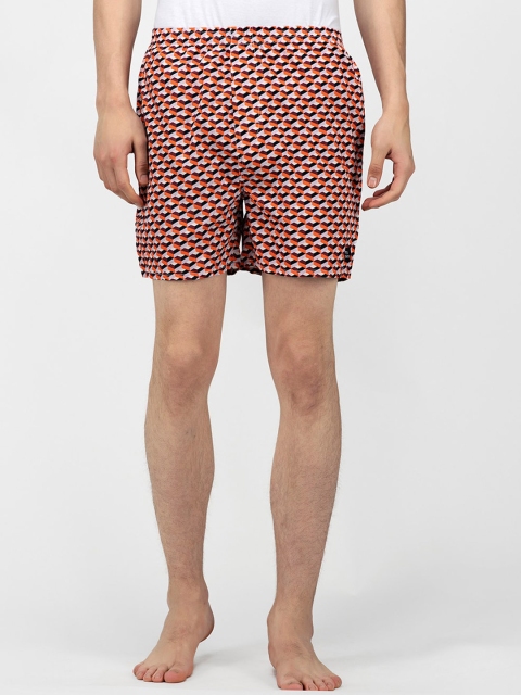 

wHAT'S DOwn Men Red & White Printed Pure Cotton Boxer