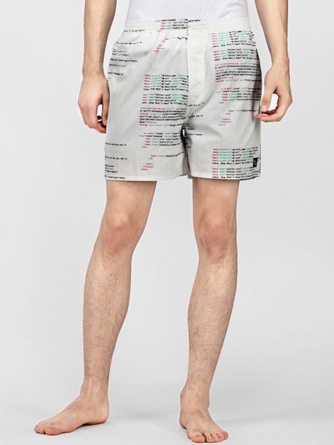 

wHAT'S DOwn Men Assorted Pure Cotton Boxer, White