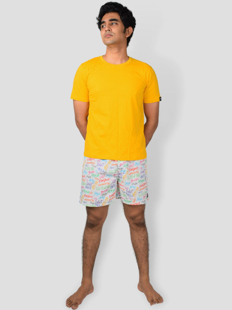 

wHAT'S DOwn Men White Printed Pure Cotton Boxers