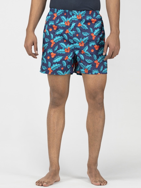 

wHAT'S DOwn Men Blue & Orange Printed Pure Cotton Boxer