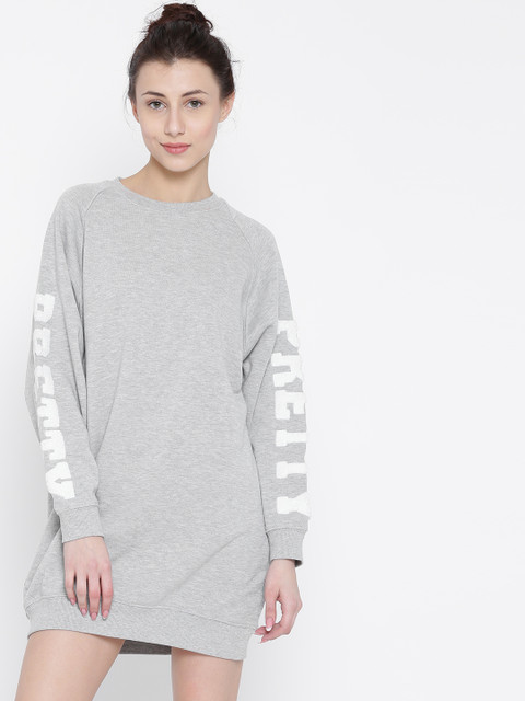

FOREVER 21 Women Grey Melange Solid Tailored Dress