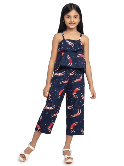 

UNDER FOURTEEN ONLY Navy Blue Floral Print Tiered Top