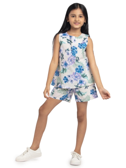 

UNDER FOURTEEN ONLY Off White Floral Print Top