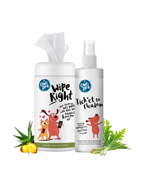 

Captain Zack Anti-Bacterial Wet Wipes & Tick'et To Fleadom, 250ml, White