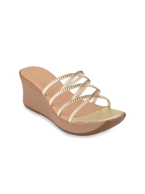 

Rocia Women Gold-Toned Embellished Open Toe Flats
