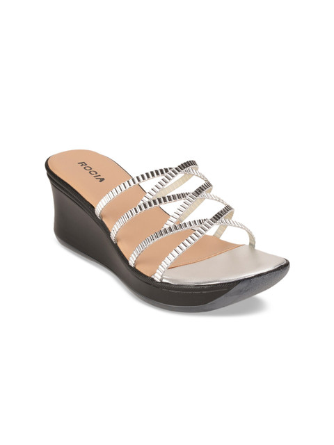 

Rocia Women Silver-Toned Embellished Open Toe Flats