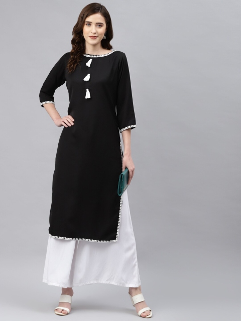 

Somras Women Black & White Poly Georgette Kurta
